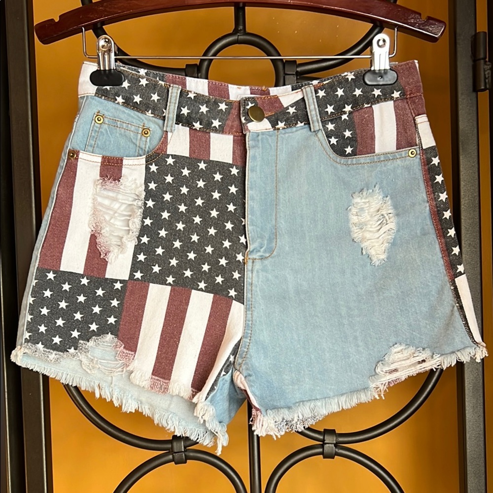 NISTAR Red White Blue With You Jean Shorts